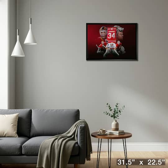Miikka Kiprusoff 20" x 29" Framed Canvas Flames From Behind-H 31.5" x 22.5"